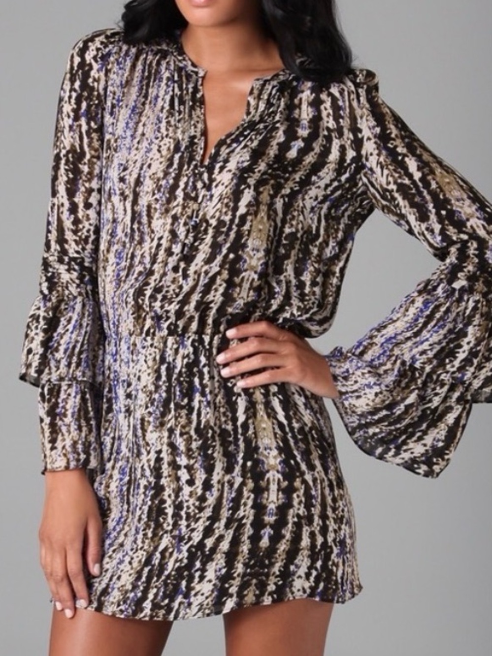 Parker Faux Wrap Silk Georgette Dress - vintage.